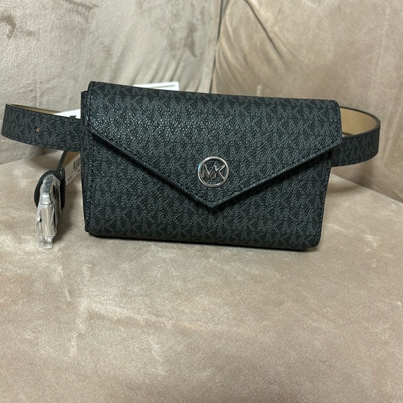 Michael Kors adjustable belt monogram black/Gray with silver hardware-SizeS/M - Picture 3 of 17